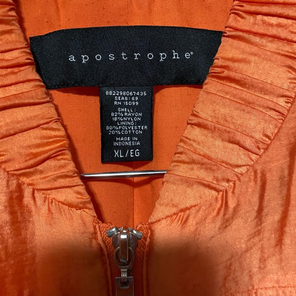 Apostrophe orange bomber jacket/windbreaker. - Picture 2 of 3